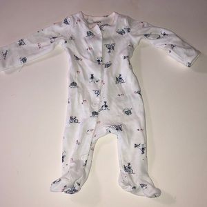 One piece long sleeve romper.